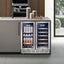 30.31 In. Dual Zone 33-Wine Bottles and 80-Cans Beverage, Wine Cooler in Silver Shutter Shape Front Heat Vent Blue Leds | Fridge.com