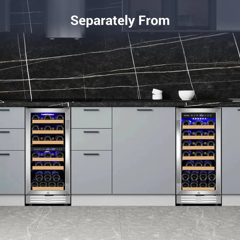 30" Triple Zone Wine Premium Refrigerator 60 Bottle Built-In Split Wine Cooler with Four Handles | Fridge.com