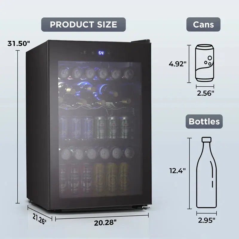 31.5'' W 37 Bottle & 145 Can Single Zone Freestanding Beverage Cooler & Wine Refrigerator Cooler | Fridge.com