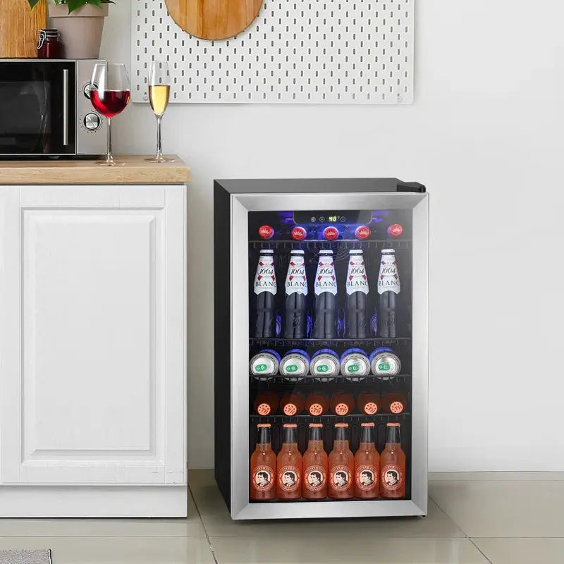 31.5"H X 17.5"W X 19.61"D Beverage Cooler Refrigerator Soda Drink Beer Fridge with Wine Storage | Fridge.com