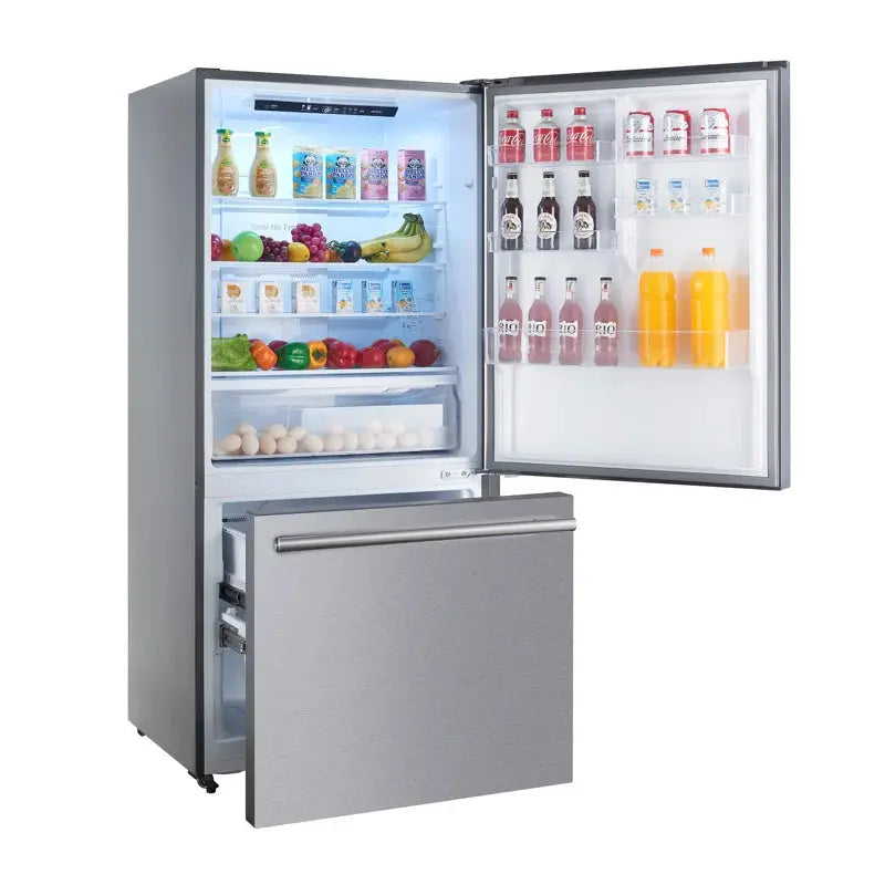 31" Milano Espresso Bottom Freezer Right Swing Door Refrigerator in Stainless Steel, 17.2 Cu. Ft. | Fridge.com