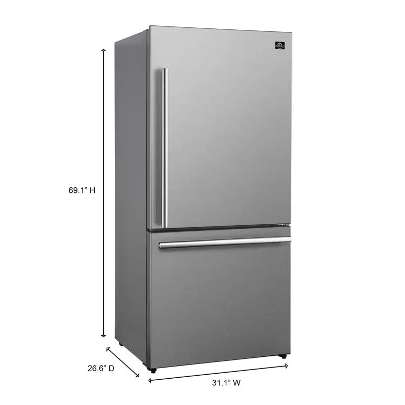 31" Milano Espresso Bottom Freezer Right Swing Door Refrigerator in Stainless Steel, 17.2 Cu. Ft. | Fridge.com