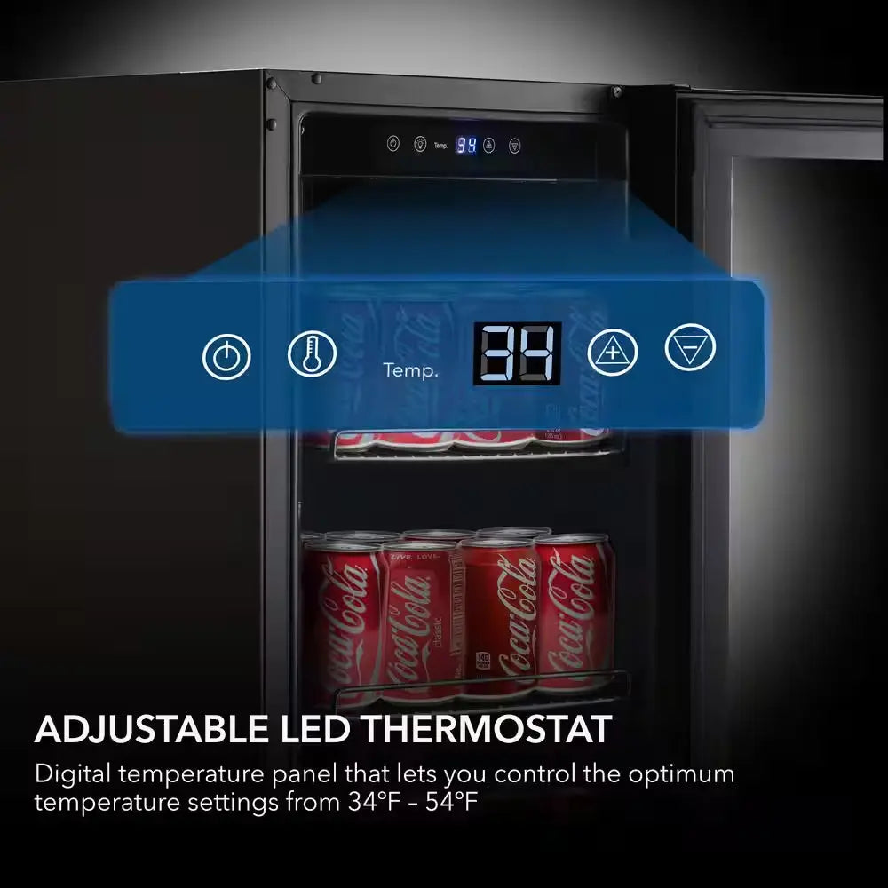 Built-In Black Glass 80-Can 12 Oz. / 33-Bottle Capacity 3.0 Cu. Ft. Beverage Refrigerator Cooler | Fridge.com