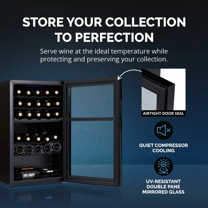 33 Bottle and 33 Can Single Zone Free Standing Wine Refrigerator | Fridge.com