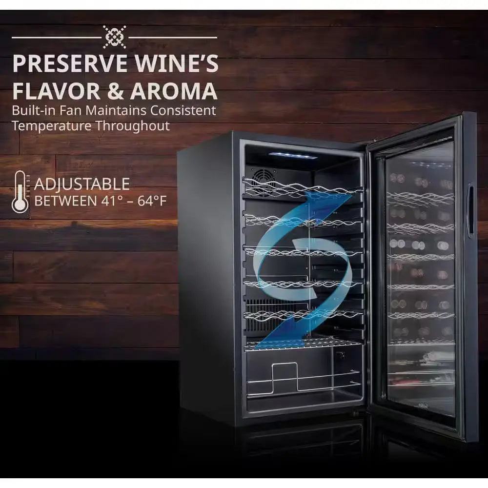 34-Bottle Wine Cooler, Compact Cellar Cooling Unit in Black, Freestanding Wine Fridge with Wifi | Fridge.com