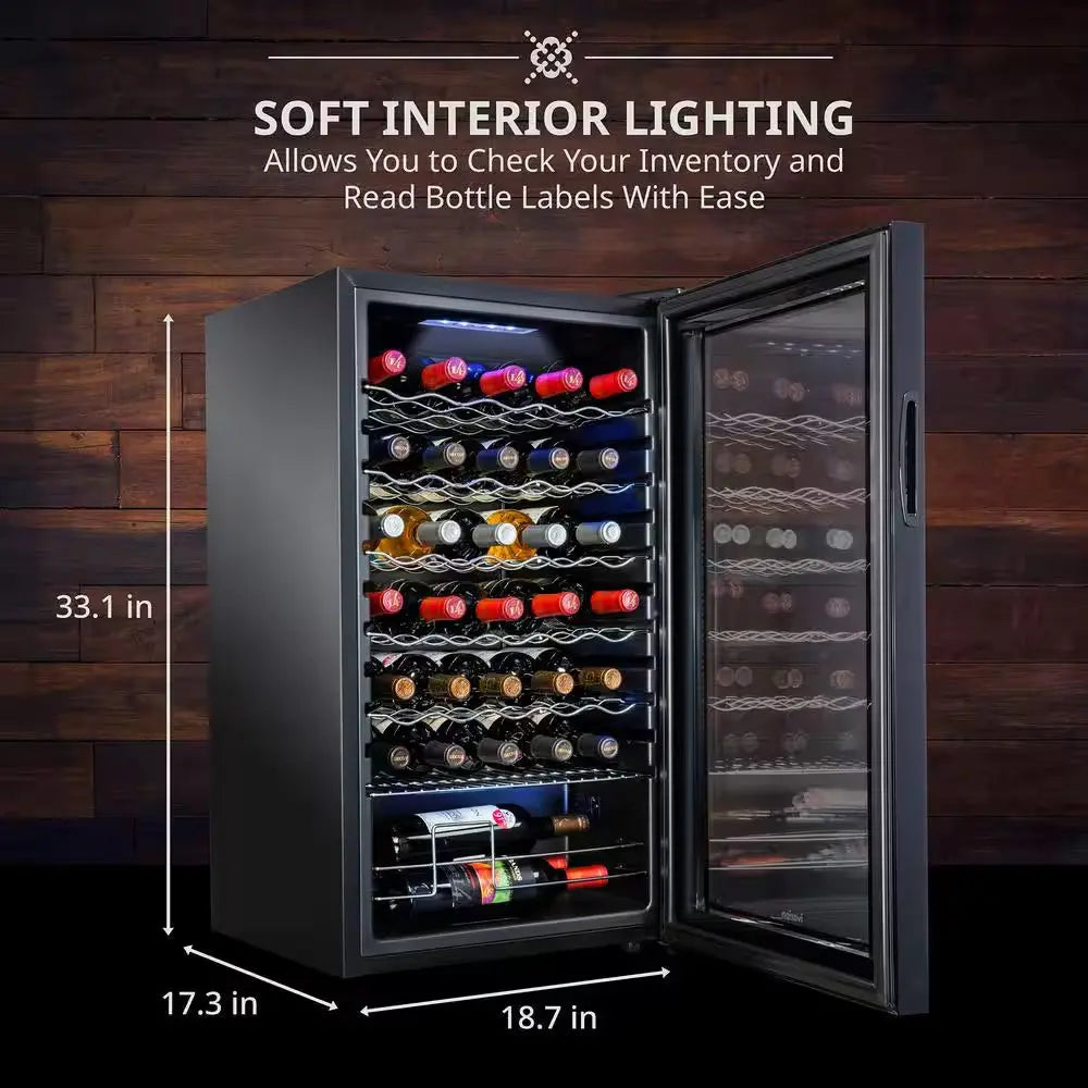 34-Bottle Wine Cooler, Compact Cellar Cooling Unit in Black, Freestanding Wine Fridge with Wifi | Fridge.com