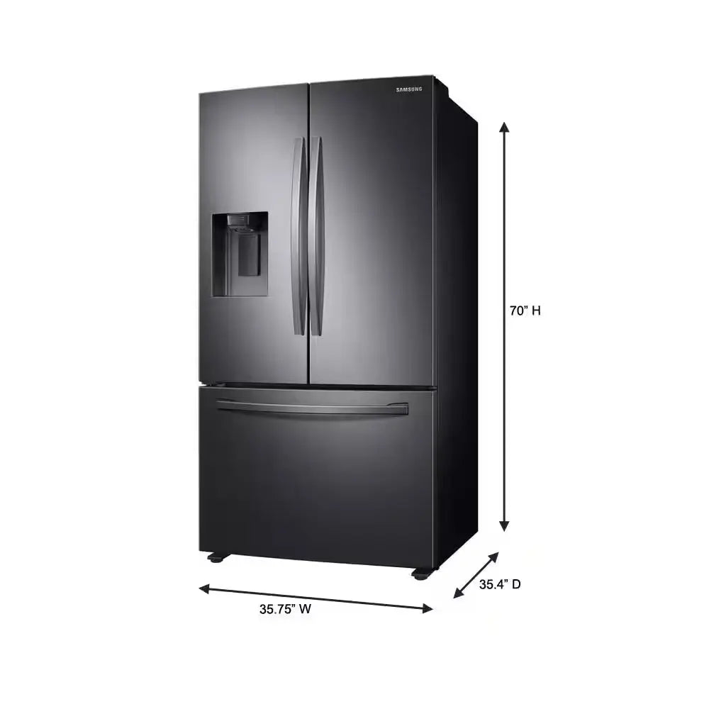 35.75 In. W 27 Cu. Ft. 3-Door French Door Refrigerator in Fingerprint Resistant Black Stainless Steel, Standard Depth | Fridge.com