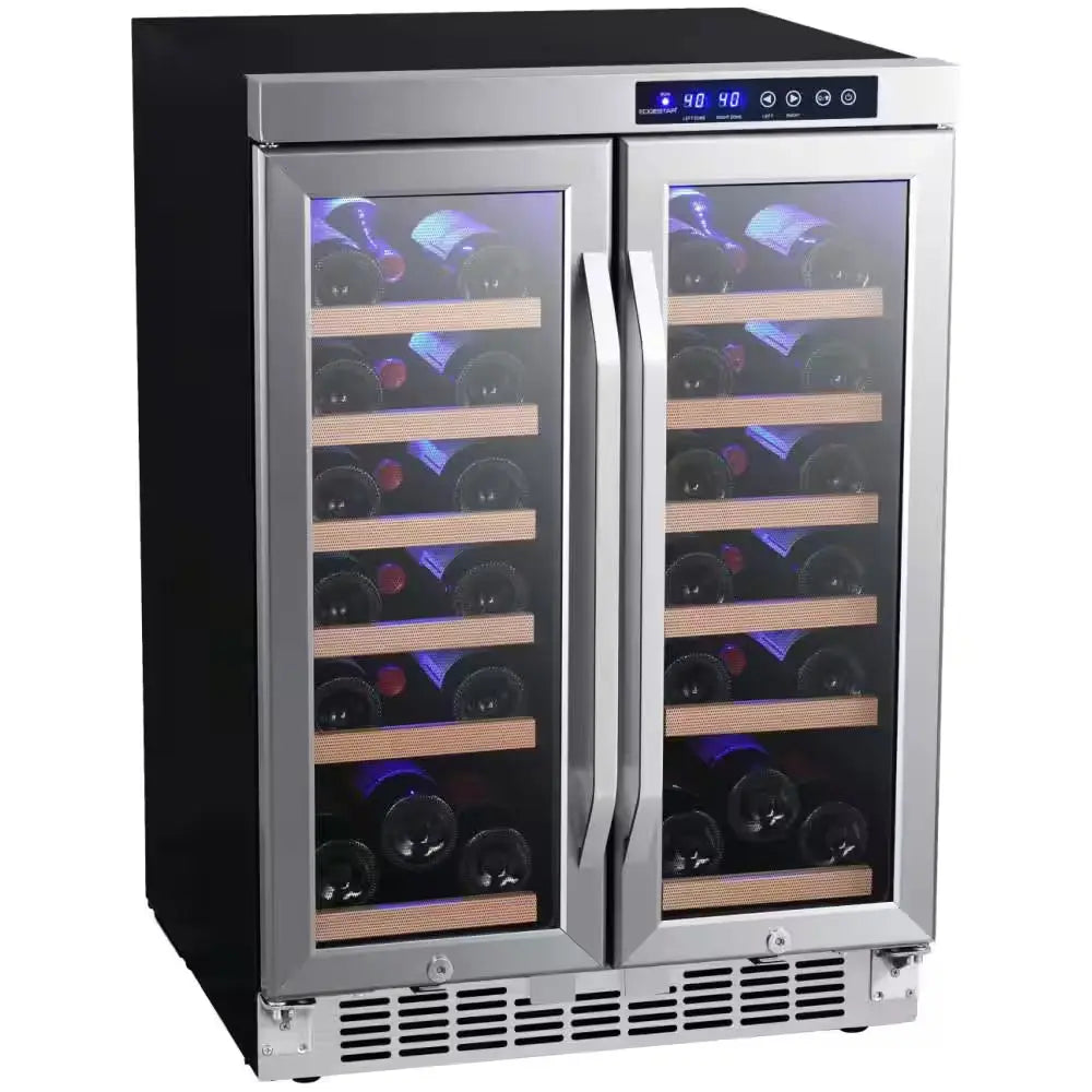 36 Bottle 24 In. Built-In French Door Dual Zone Wine Cooler | Fridge.com