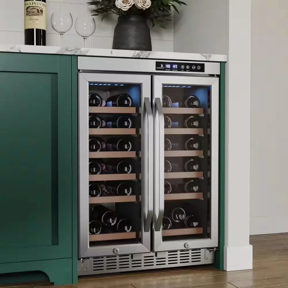 36 Bottle 24 In. Built-In French Door Dual Zone Wine Cooler | Fridge.com