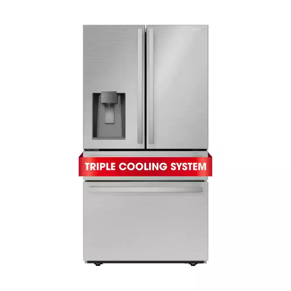 36-In 21.6 Cu Ft Counter-Depth French Door Refrigerator in Stainless Steel with Door Ice and Water Dispenser | Fridge.com