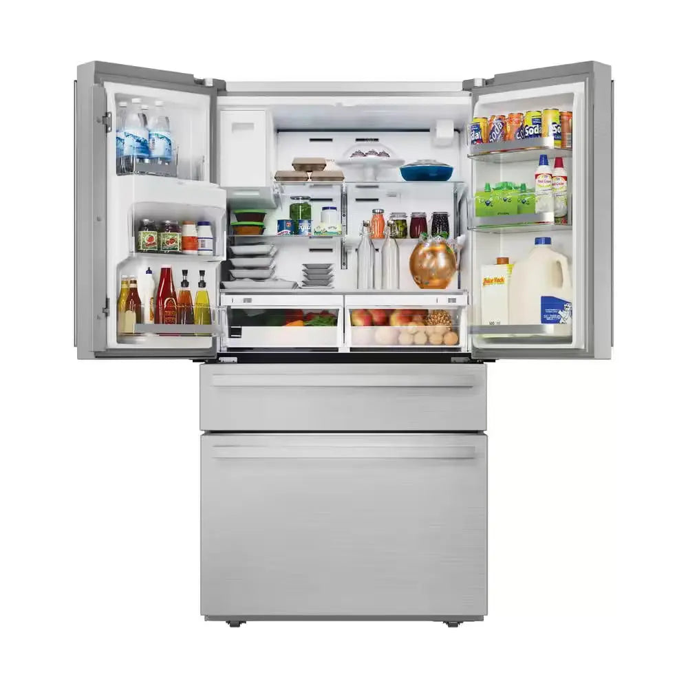 36-In 21.6 Cu Ft Counter-Depth French Door Refrigerator in Stainless Steel with Door Ice and Water Dispenser | Fridge.com