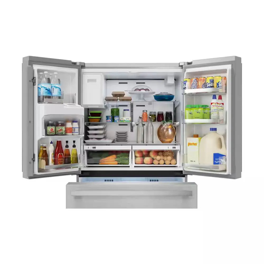 36-In 21.6 Cu Ft Counter-Depth French Door Refrigerator in Stainless Steel with Door Ice and Water Dispenser | Fridge.com