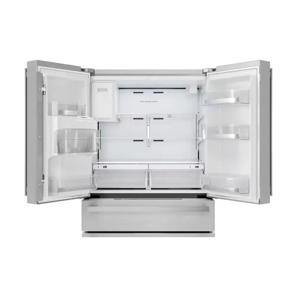 36-In 21.6 Cu Ft Counter-Depth French Door Refrigerator in Stainless Steel with Door Ice and Water Dispenser | Fridge.com