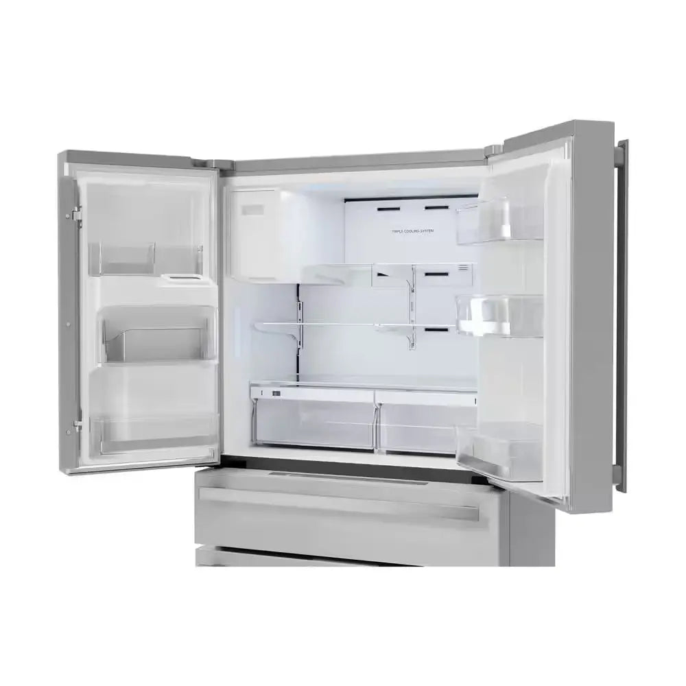 36-In 21.6 Cu Ft Counter-Depth French Door Refrigerator in Stainless Steel with Door Ice and Water Dispenser | Fridge.com