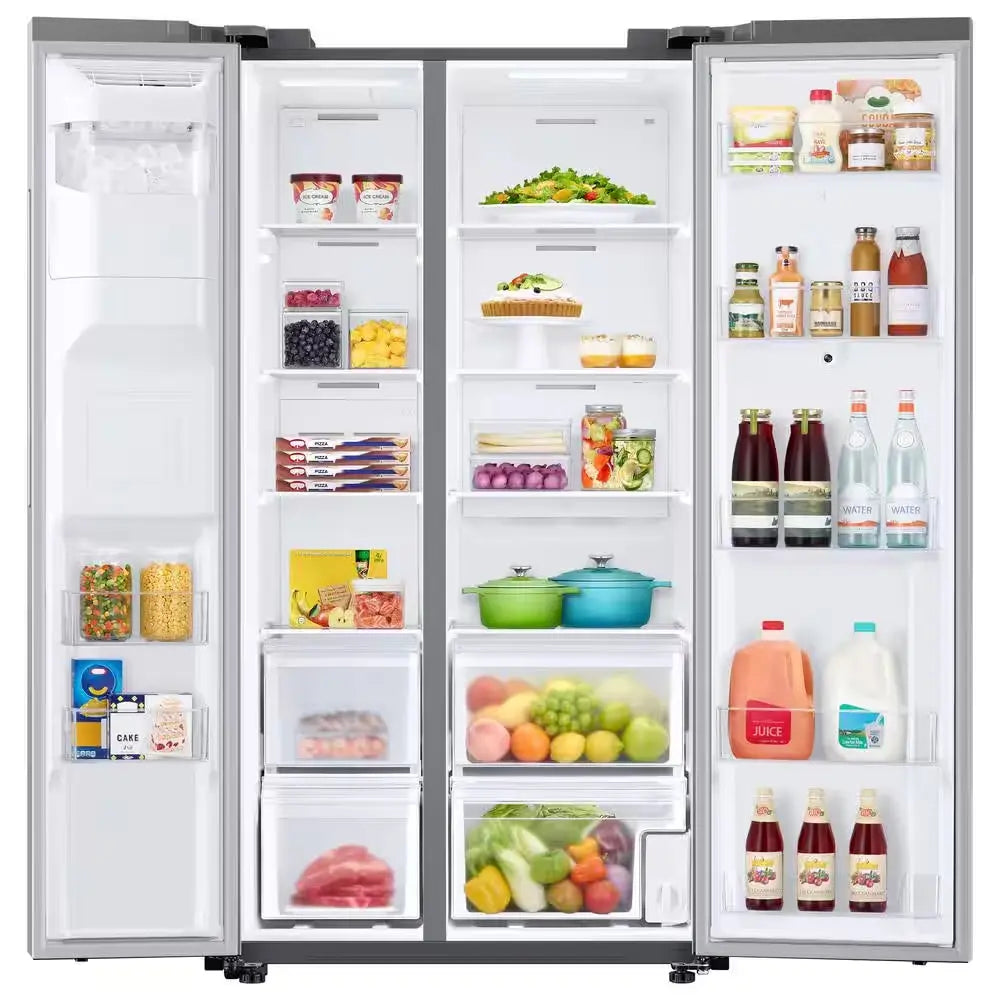 36 In. 21.5 Cu. Ft. Smart Side by Side Refrigerator with Family Hub in Stainless Steel, Counter Depth | Fridge.com