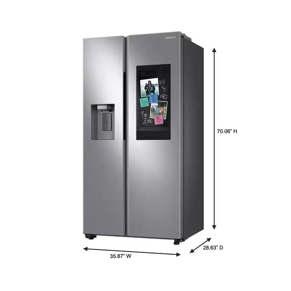 36 In. 21.5 Cu. Ft. Smart Side by Side Refrigerator with Family Hub in Stainless Steel, Counter Depth | Fridge.com