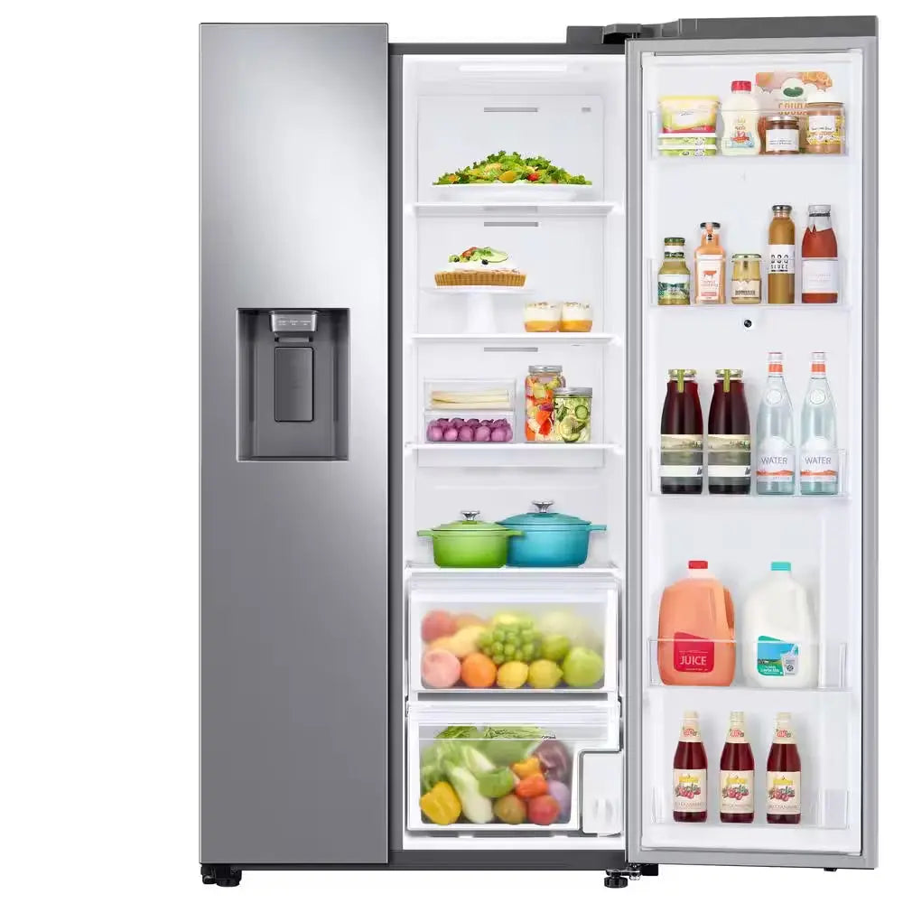 36 In. 21.5 Cu. Ft. Smart Side by Side Refrigerator with Family Hub in Stainless Steel, Counter Depth | Fridge.com