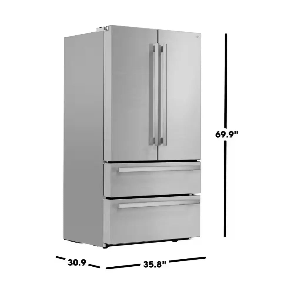 36 In. 22.5 Cu Ft Counter-Depth French Door Refrigerator in Stainless Steel | Fridge.com