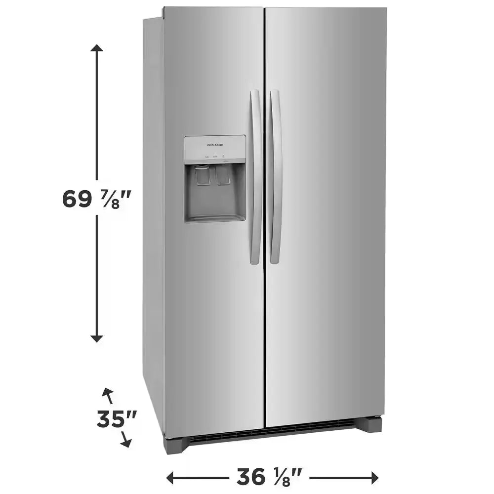 36 In. 25.6 Cu. Ft. Side by Side Refrigerator in Stainless Steel, Standard Depth | Fridge.com