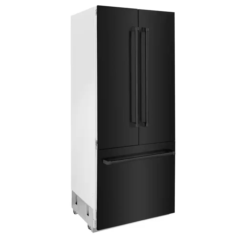 36 In. 3-Door French Door Freezer Refrigerator with Internal Water and Ice Dispenser in Black Stainless Steel | Fridge.com