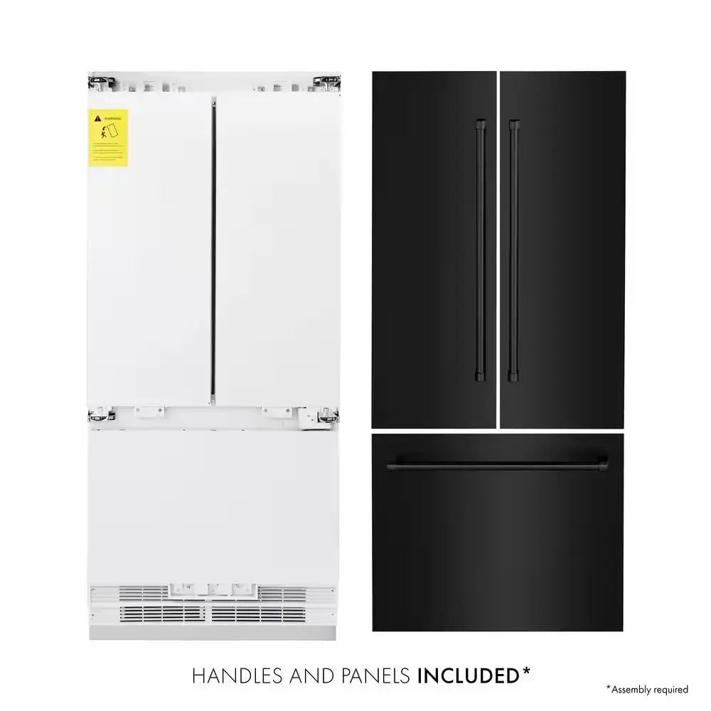 36 In. 3-Door French Door Freezer Refrigerator with Internal Water and Ice Dispenser in Black Stainless Steel | Fridge.com