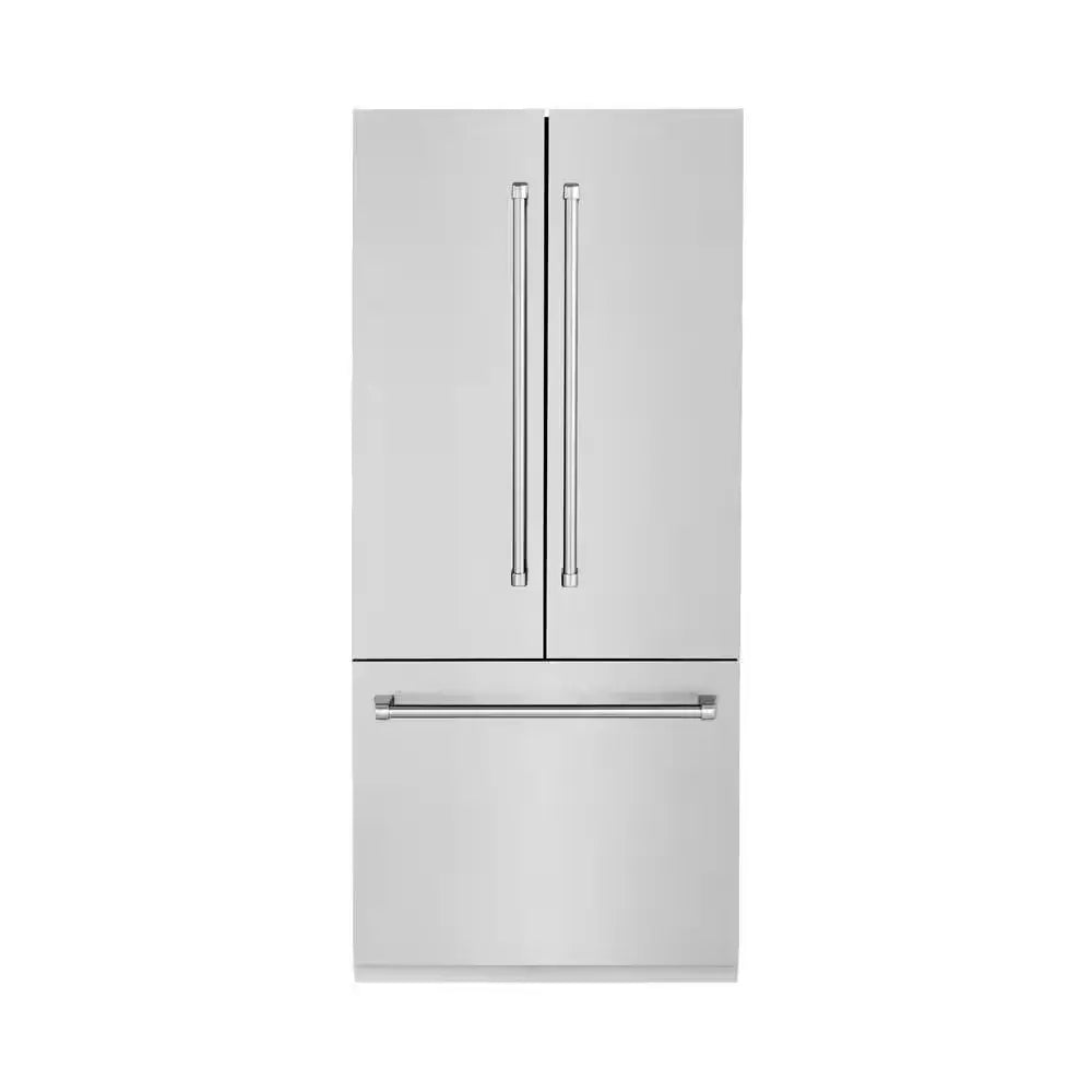 36 In. 3-Door French Door Freezer Refrigerator with Internal Water and Ice Dispenser in Black Stainless Steel | Fridge.com