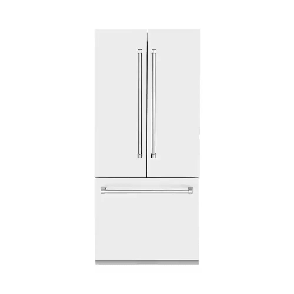 36 In. 3-Door French Door Refrigerator with Internal Ice & Water Dispenser with White Matte Panels | Fridge.com