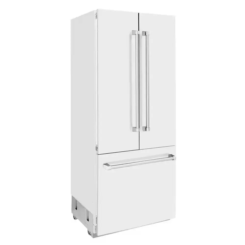 36 In. 3-Door French Door Refrigerator with Internal Ice & Water Dispenser with White Matte Panels | Fridge.com