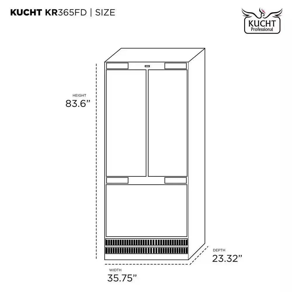 36 In. Width 19.6 Cu. Ft. French Door Built-In Refrigerator in Custom Panel Ready, Counter Depth | Fridge.com