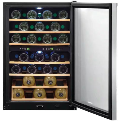 38-Bottle Wine Cooler with 2 Temperature Zones in Stainless Steel | Fridge.com