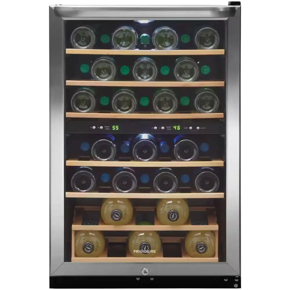 38-Bottle Wine Cooler with 2 Temperature Zones in Stainless Steel | Fridge.com