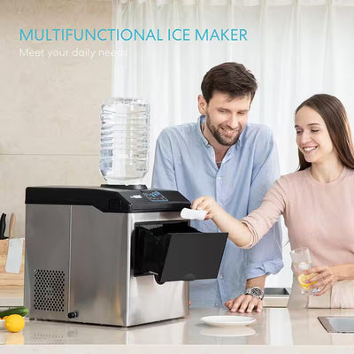 Electric 2 in 1 48 Lbs.Freestanding Ice Maker with Water Dispenser Combo Machine in Silver