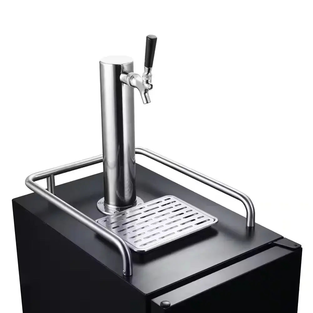 Single Tap 15 In. 1/4 Barrel Beer Keg Dispenser with Forced Air Refrigeration and Air Cooled Beer Tower in Black | Fridge.com