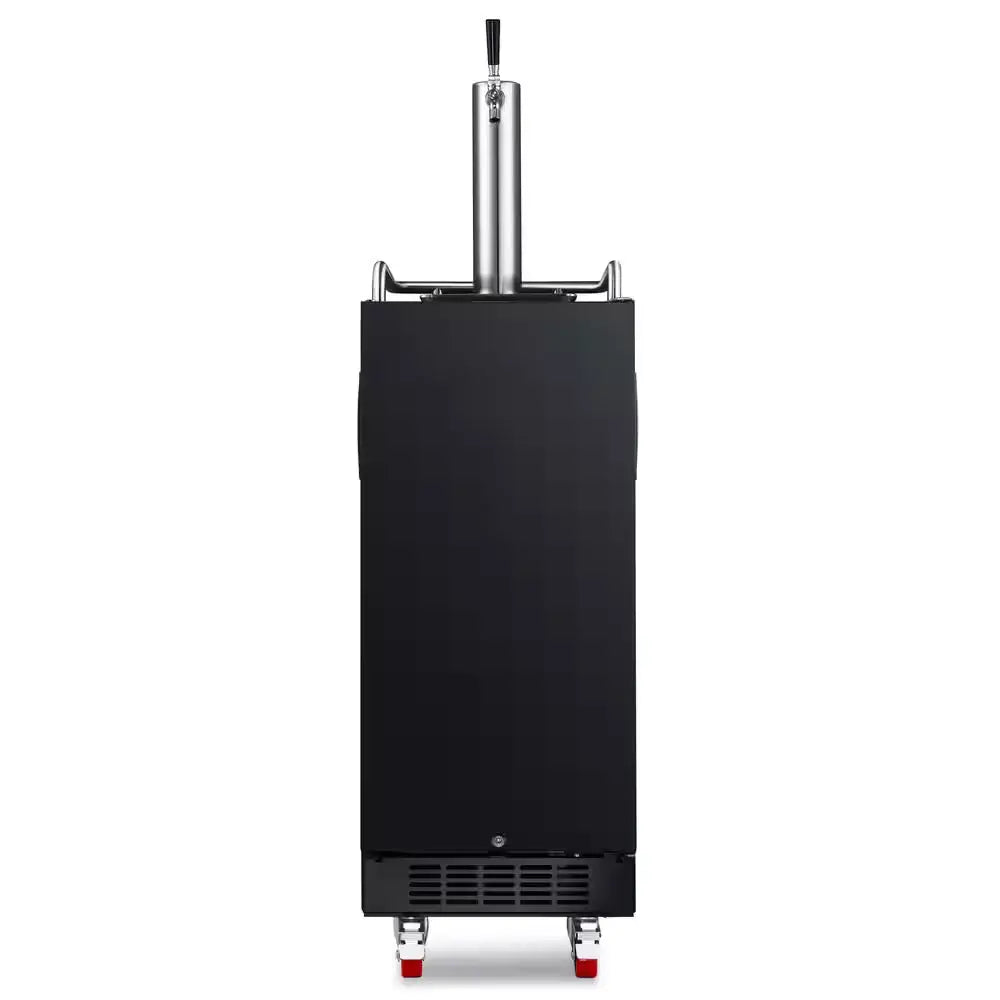 Single Tap 15 In. 1/4 Barrel Beer Keg Dispenser with Forced Air Refrigeration and Air Cooled Beer Tower in Black | Fridge.com