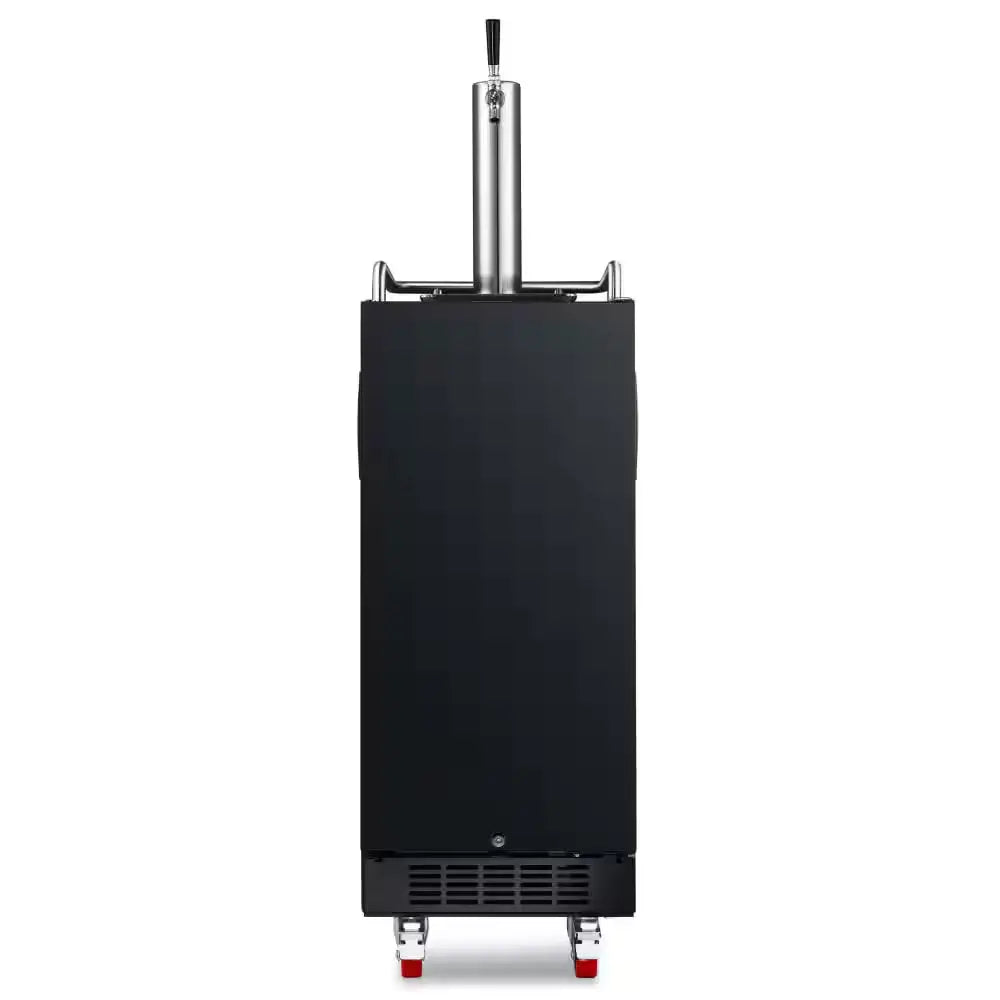 Single Tap 15 In. 1/4 Barrel Beer Keg Dispenser with Forced Air Refrigeration and Air Cooled Beer Tower in Black | Fridge.com