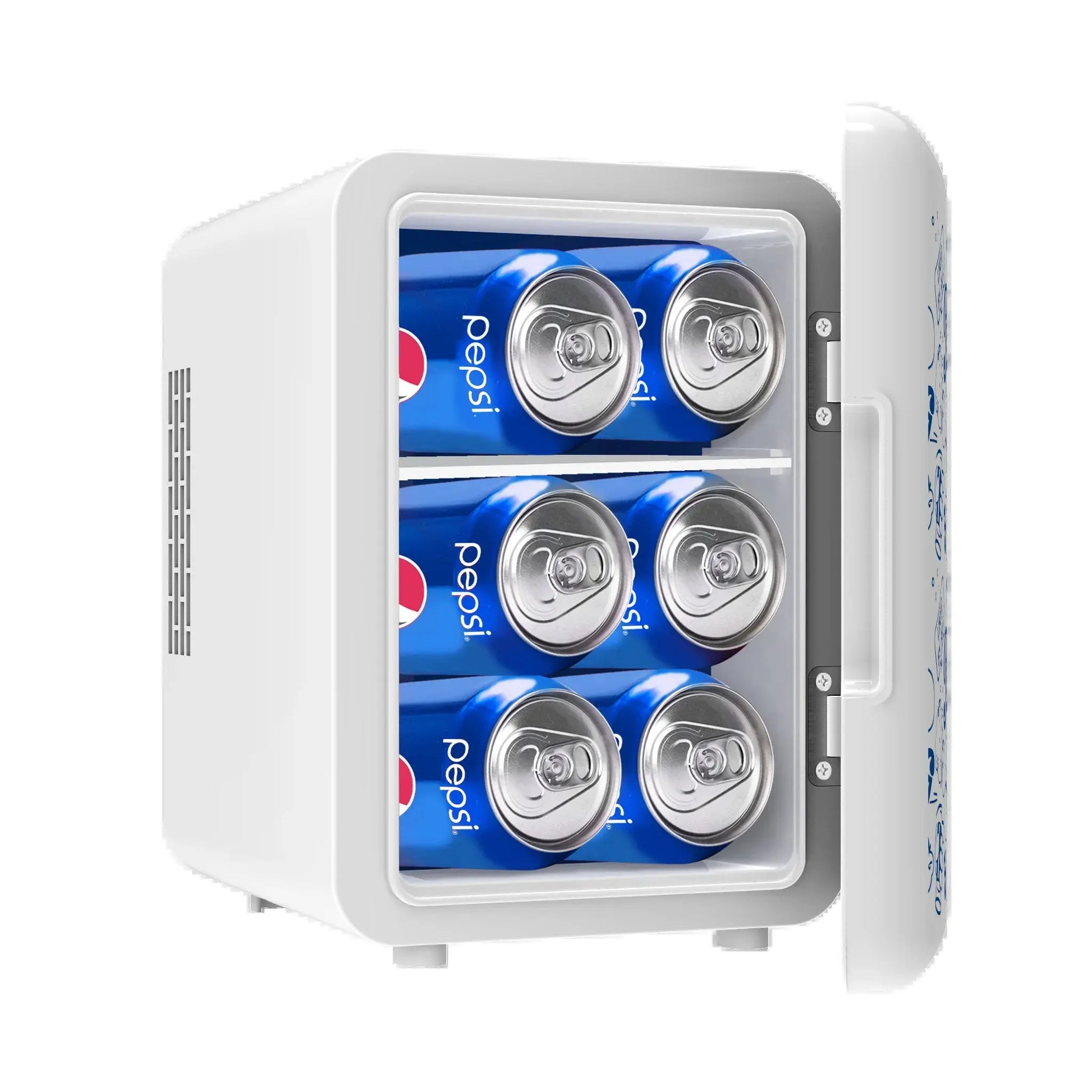 Pepsi, MIS150 6 Can / 4 Liters Mini Personal Fridge Cooler, up to 20° F with 12V Car Adaptor, Thermoelectric Cooling System | Fridge.com