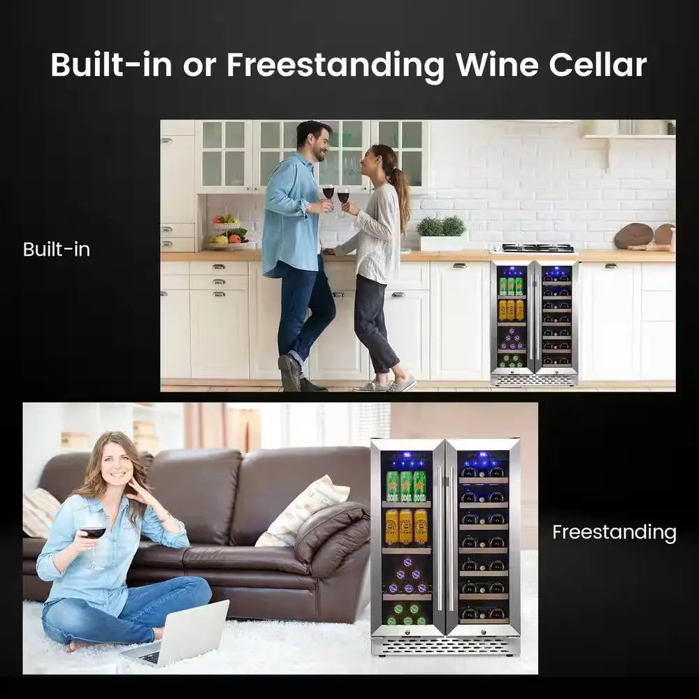 40-Bottle Dual Zone Wine Cooler Beverage Refrigerator with Independent Temperature Control | Fridge.com