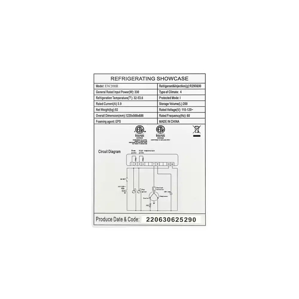 40 In. 7.1 Cu. Ft. NSF Refrigerated Bakery Display Case Countertop EW200R Black | Fridge.com