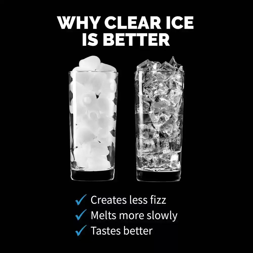 40 Lbs. Portable Ice a Day Countertop Clear Ice Maker BPA Free Parts Perfect for Cocktails and Soda in Stainless Steel | Fridge.com