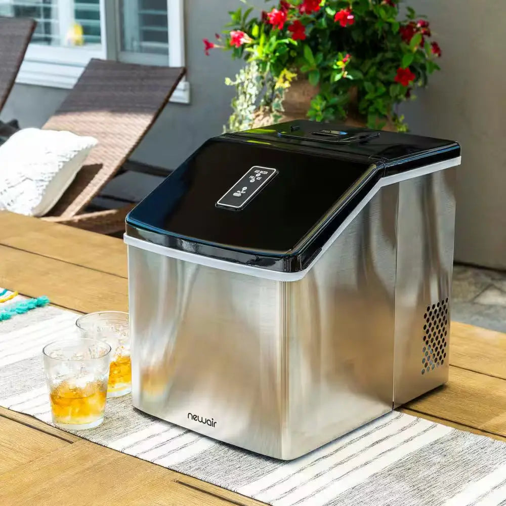 40 Lbs. Portable Ice a Day Countertop Clear Ice Maker BPA Free Parts Perfect for Cocktails and Soda in Stainless Steel | Fridge.com