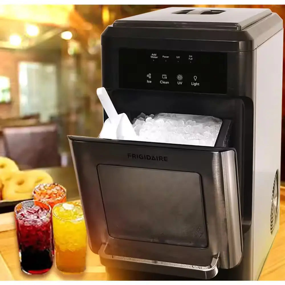 44 Lbs. Freestanding Crunchy Nugget Ice Maker in Stainless Steel and Black | Fridge.com