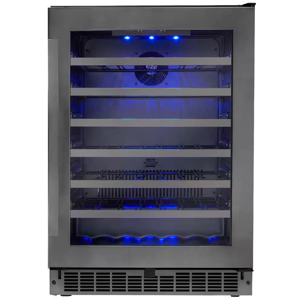 48-Bottle Built-In Wine Cooler in Black Stainless | Fridge.com