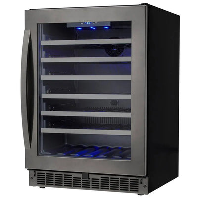 48-Bottle Built-In Wine Cooler in Black Stainless | Fridge.com