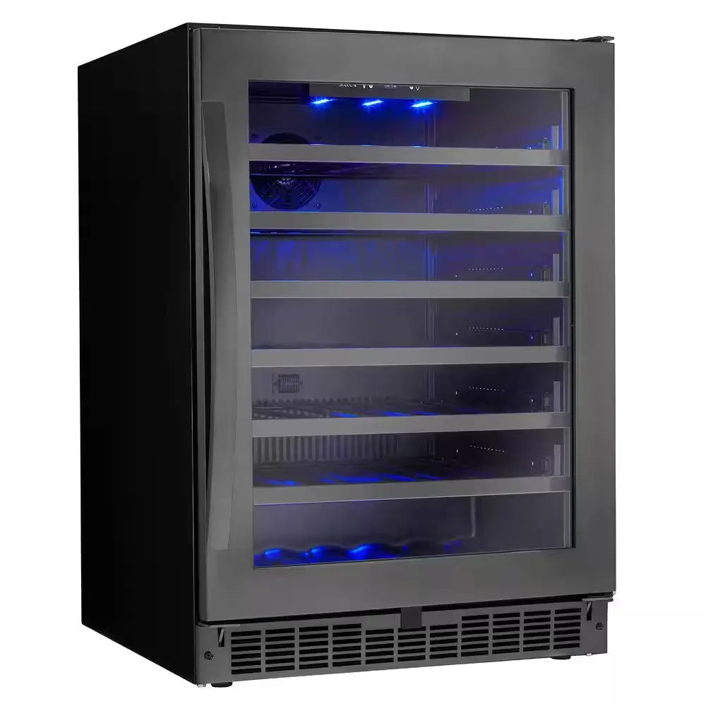 48-Bottle Built-In Wine Cooler in Black Stainless | Fridge.com