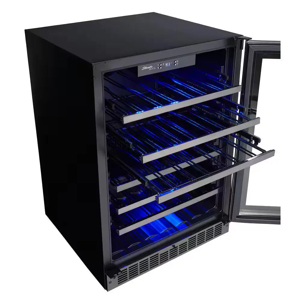 48-Bottle Built-In Wine Cooler in Black Stainless | Fridge.com