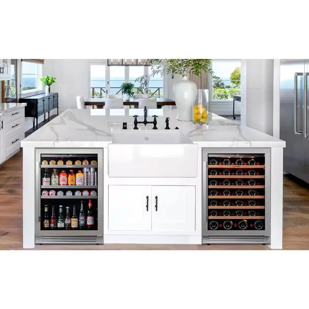 48 In. Dual Zone 54-Wine Bottles & 220-Cans Beverage & Wine Cooler Side-By-Side Built-In Refrigerator in Stainless Steel | Fridge.com