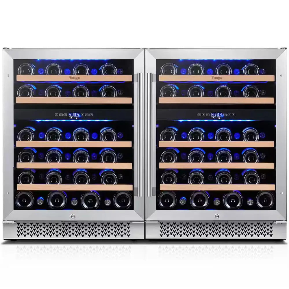 48 In. Quad Zone Cellar Cooling Unit 92-Bottles Built- in Wine Cooler Side-By-Side Refrigerator in Stainless Steel | Fridge.com