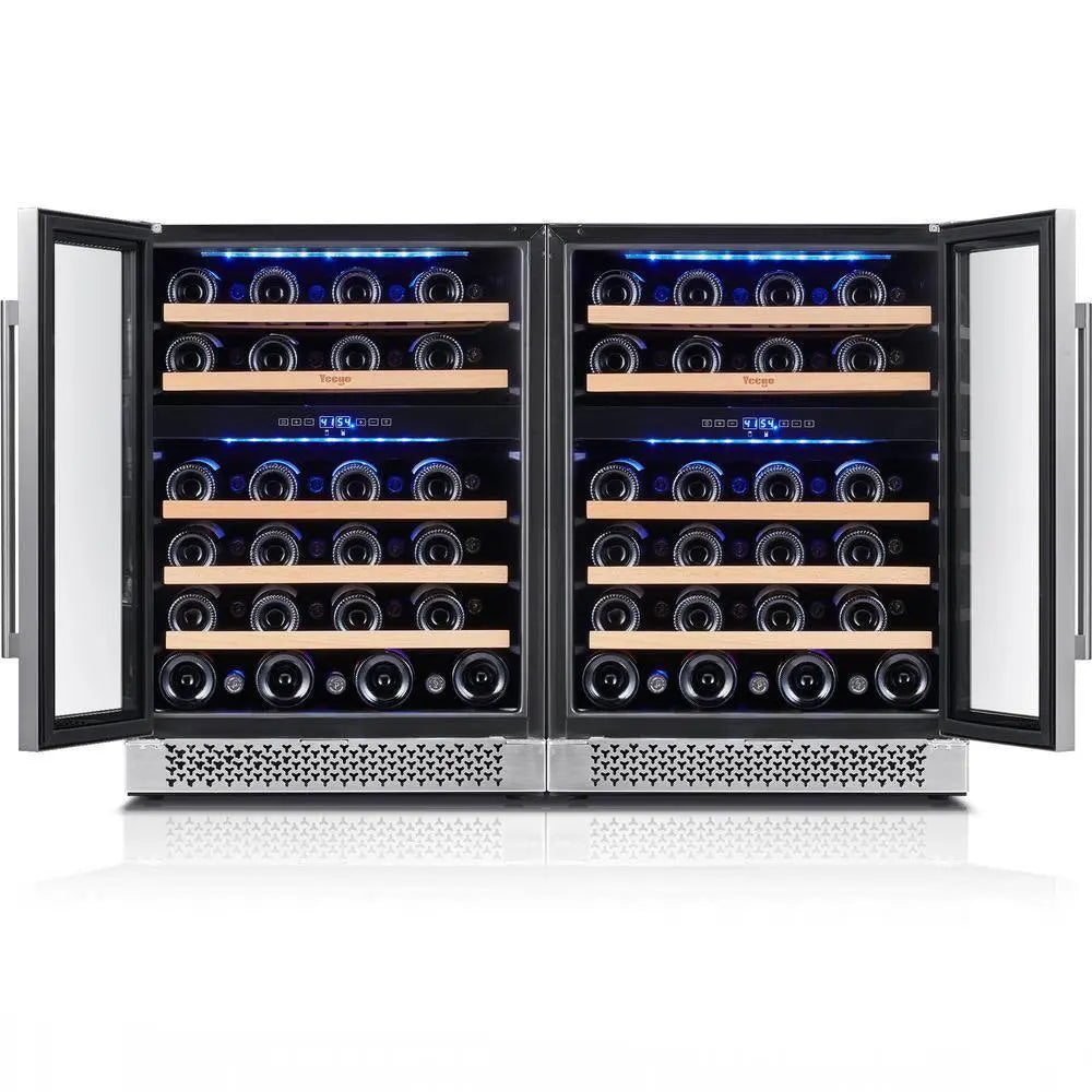 48 In. Quad Zone Cellar Cooling Unit 92-Bottles Built- in Wine Cooler Side-By-Side Refrigerator in Stainless Steel | Fridge.com