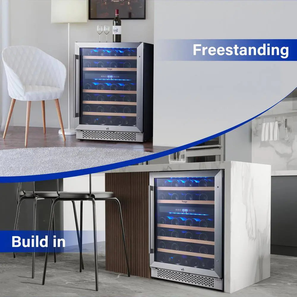 48 In. Quad Zone Cellar Cooling Unit 92-Bottles Built- in Wine Cooler Side-By-Side Refrigerator in Stainless Steel | Fridge.com