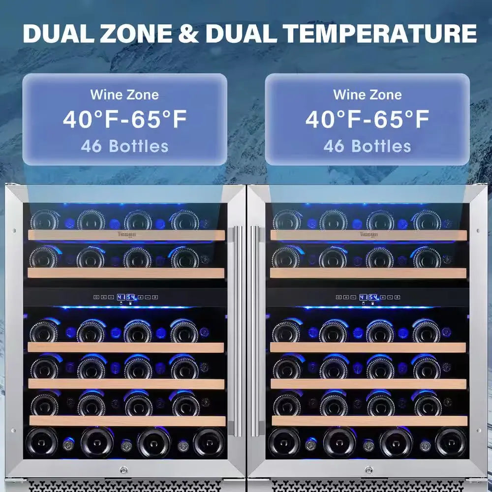 48 In. Quad Zone Cellar Cooling Unit 92-Bottles Built- in Wine Cooler Side-By-Side Refrigerator in Stainless Steel | Fridge.com